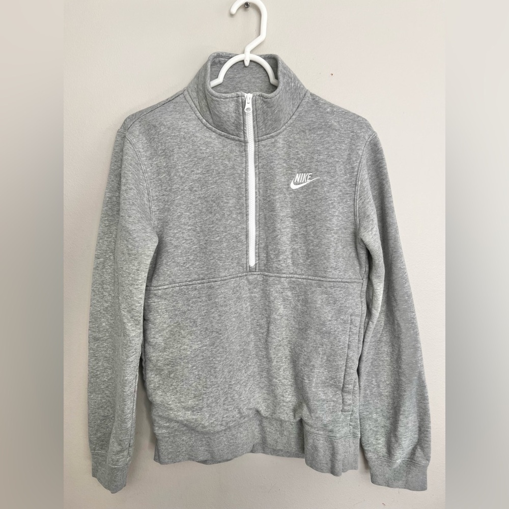 Nike Sportswear Club 1/2 Zip Mens Fleece Heather Pullover Gray Size XS - Picture 2 of 5